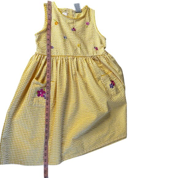 Vintage Youngland Yellow Dress Girls 10 Gingham Floral Embroidered Cottagecore - Picture 8 of 8